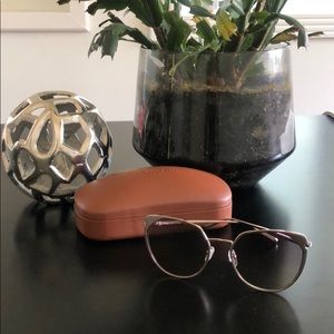 LONGCHAMP silver & rose gold cat eye sunglasses